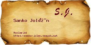 Sanko Jolán névjegykártya
