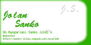 jolan sanko business card